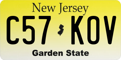 NJ license plate C57KOV