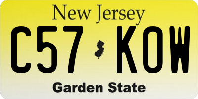 NJ license plate C57KOW