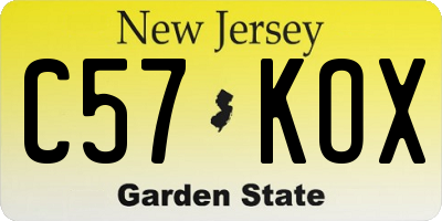 NJ license plate C57KOX