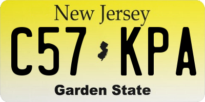 NJ license plate C57KPA