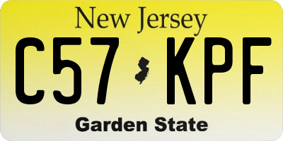 NJ license plate C57KPF