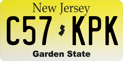 NJ license plate C57KPK