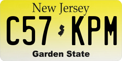 NJ license plate C57KPM