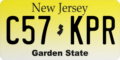 NJ license plate C57KPR