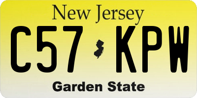 NJ license plate C57KPW