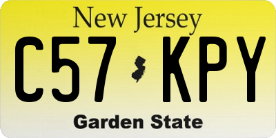 NJ license plate C57KPY