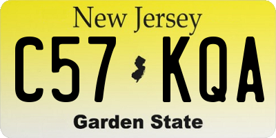 NJ license plate C57KQA
