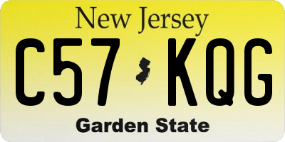 NJ license plate C57KQG