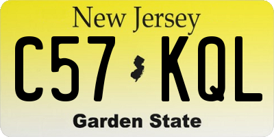 NJ license plate C57KQL