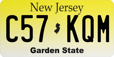 NJ license plate C57KQM