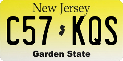NJ license plate C57KQS