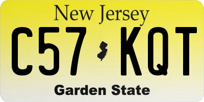 NJ license plate C57KQT