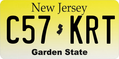 NJ license plate C57KRT
