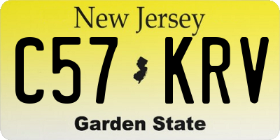 NJ license plate C57KRV