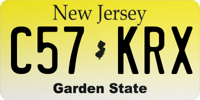 NJ license plate C57KRX
