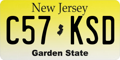 NJ license plate C57KSD