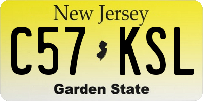 NJ license plate C57KSL
