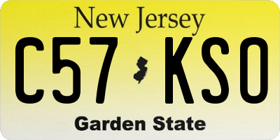 NJ license plate C57KSO