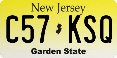 NJ license plate C57KSQ
