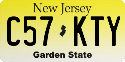NJ license plate C57KTY