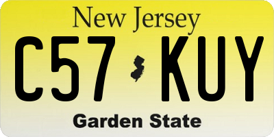NJ license plate C57KUY