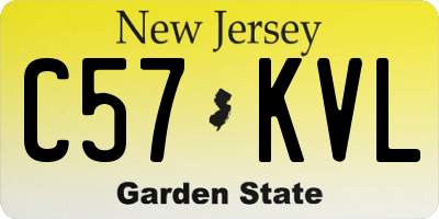 NJ license plate C57KVL