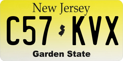 NJ license plate C57KVX