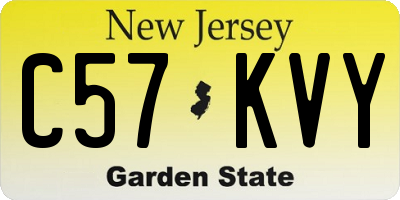 NJ license plate C57KVY