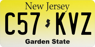 NJ license plate C57KVZ