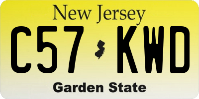 NJ license plate C57KWD