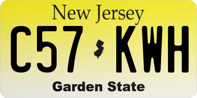NJ license plate C57KWH