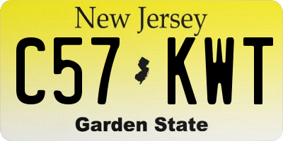 NJ license plate C57KWT
