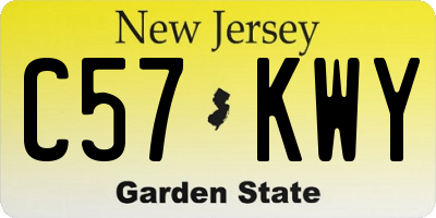 NJ license plate C57KWY