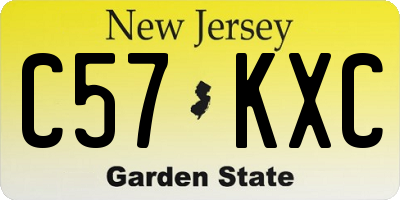NJ license plate C57KXC
