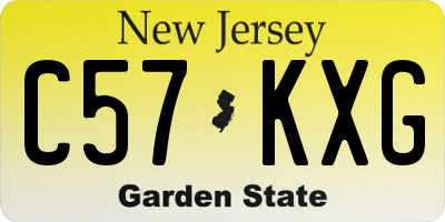 NJ license plate C57KXG