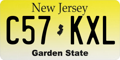 NJ license plate C57KXL