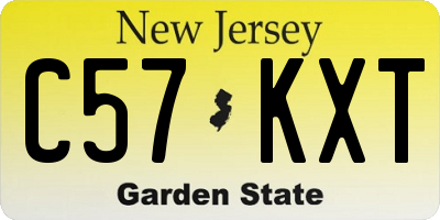 NJ license plate C57KXT