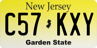 NJ license plate C57KXY