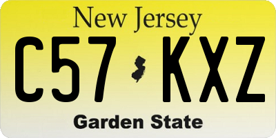 NJ license plate C57KXZ