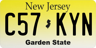 NJ license plate C57KYN