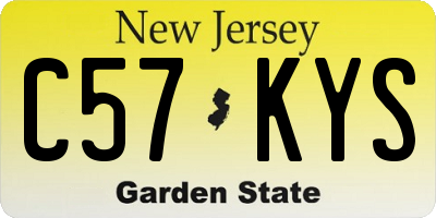 NJ license plate C57KYS