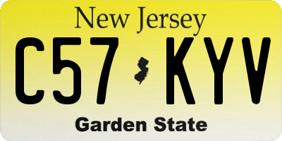 NJ license plate C57KYV