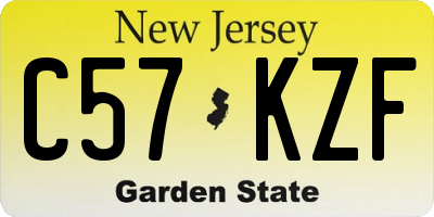 NJ license plate C57KZF