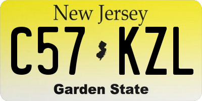 NJ license plate C57KZL