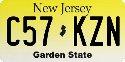 NJ license plate C57KZN