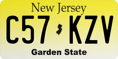 NJ license plate C57KZV