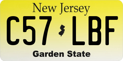 NJ license plate C57LBF