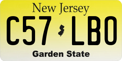 NJ license plate C57LBO