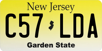 NJ license plate C57LDA