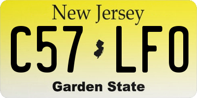 NJ license plate C57LFO